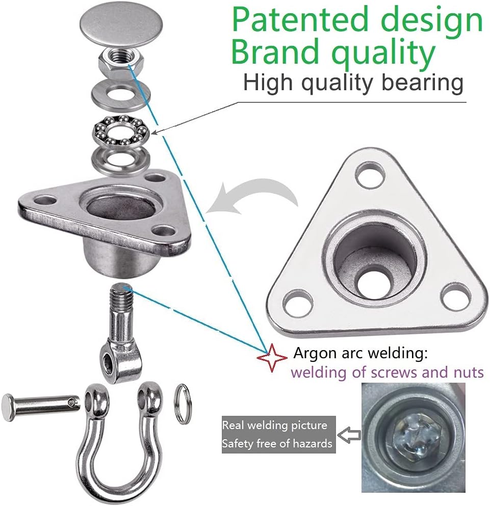 Dakzhou Stainless Steel Swing Hanger - 3-Hole 1500 lbs Heavy Duty Mount with 360° & 180° Silent Swivel