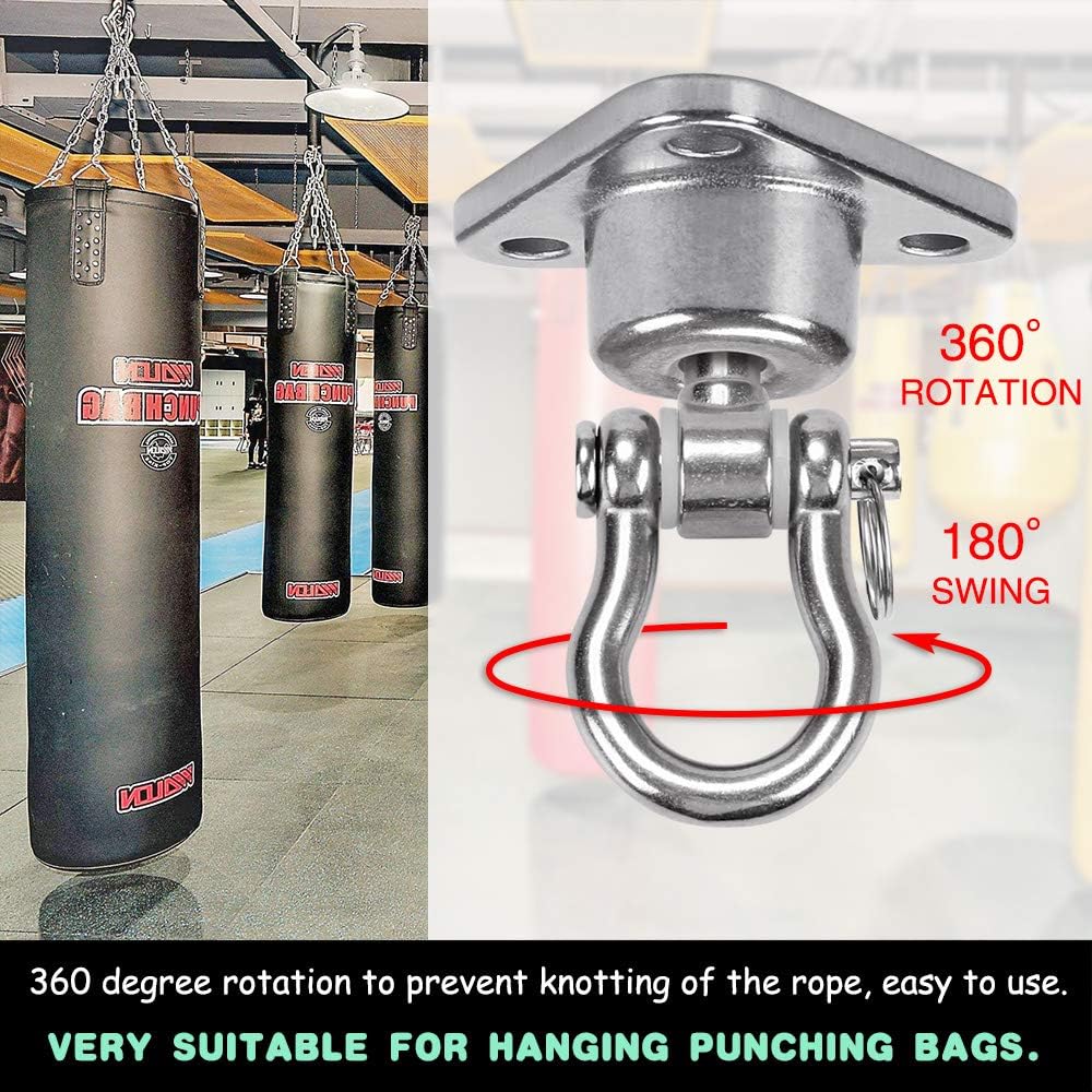 Dakzhou Stainless Steel Swing Hanger - 3-Hole 1500 lbs Heavy Duty Mount with 360° & 180° Silent Swivel