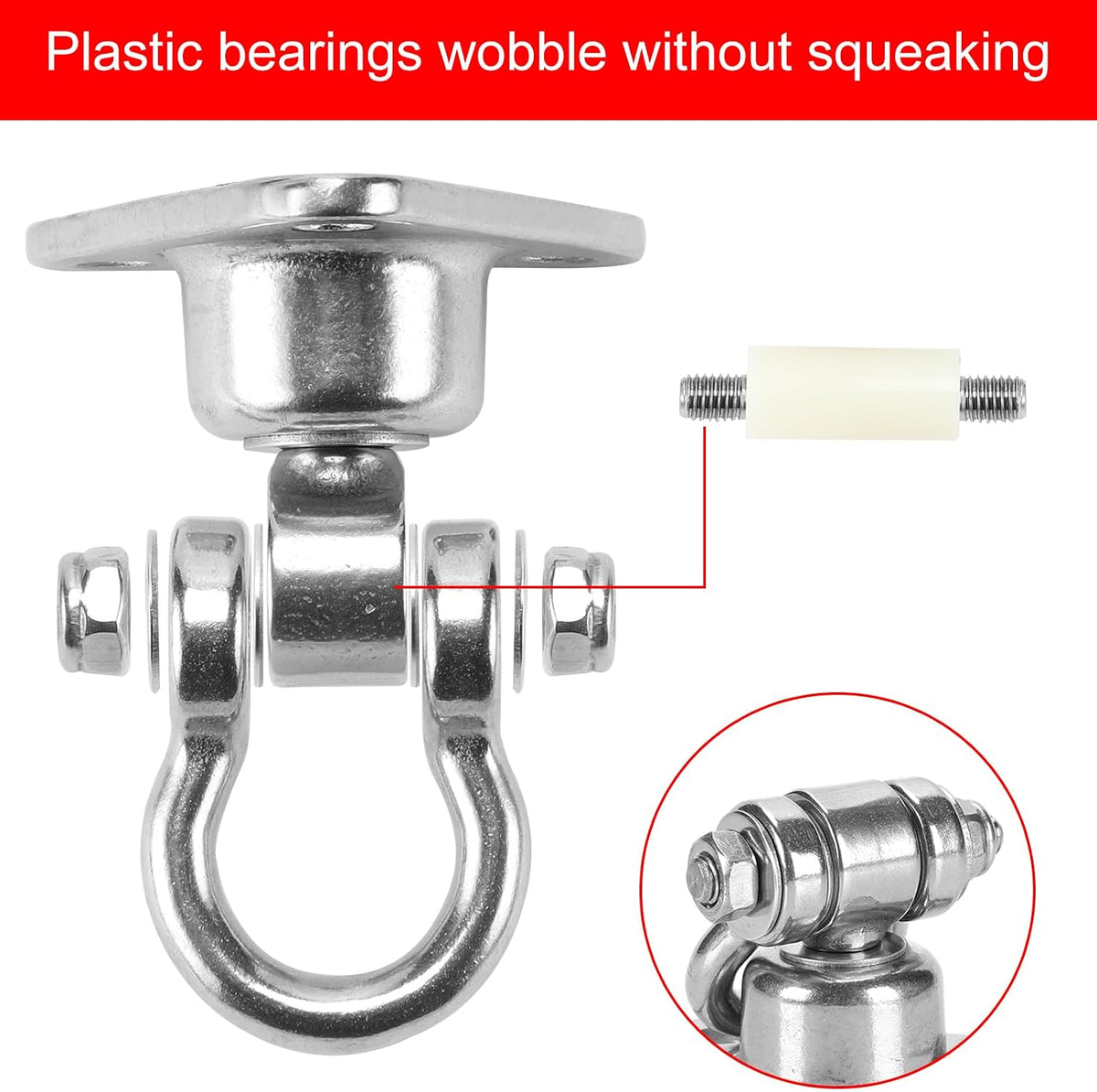 Dakzhou Stainless Steel Swing Hanger - 3-Hole 1500 lbs Heavy Duty Mount with 360° & 180° Silent Swivel