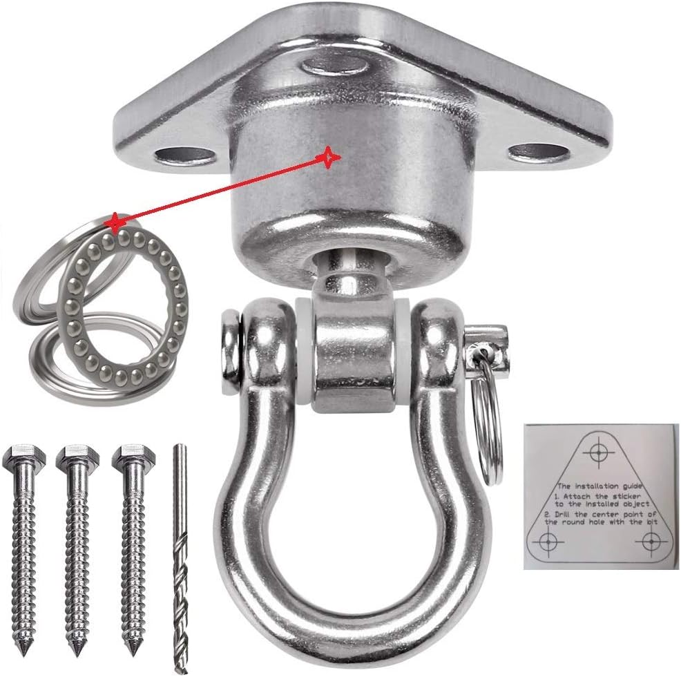 Dakzhou Stainless Steel Swing Hanger - 3-Hole 1500 lbs Heavy Duty Mount with 360° & 180° Silent Swivel