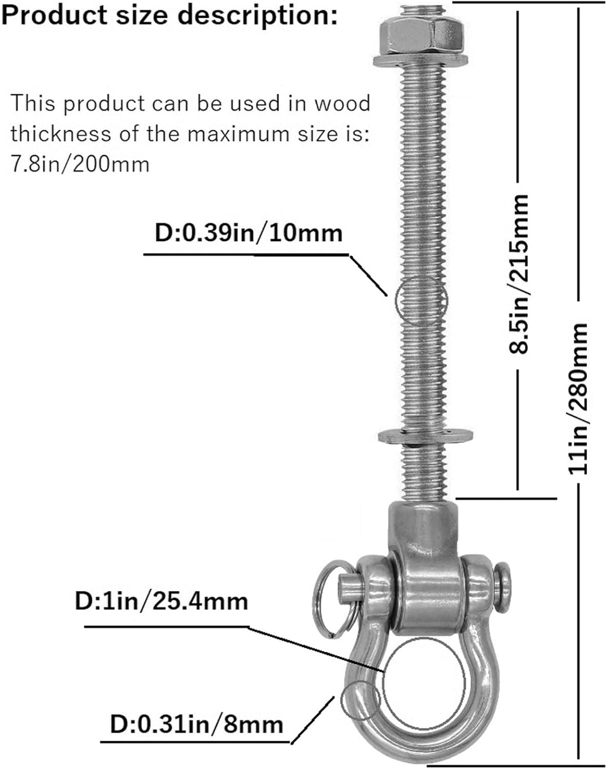 Dakzhou 180° Heavy-Duty Silent Swing Hangers (M10) – 1500 lbs