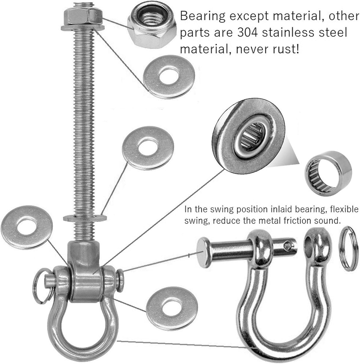 Dakzhou 180° Heavy-Duty Silent Swing Hangers (M10) – 1500 lbs