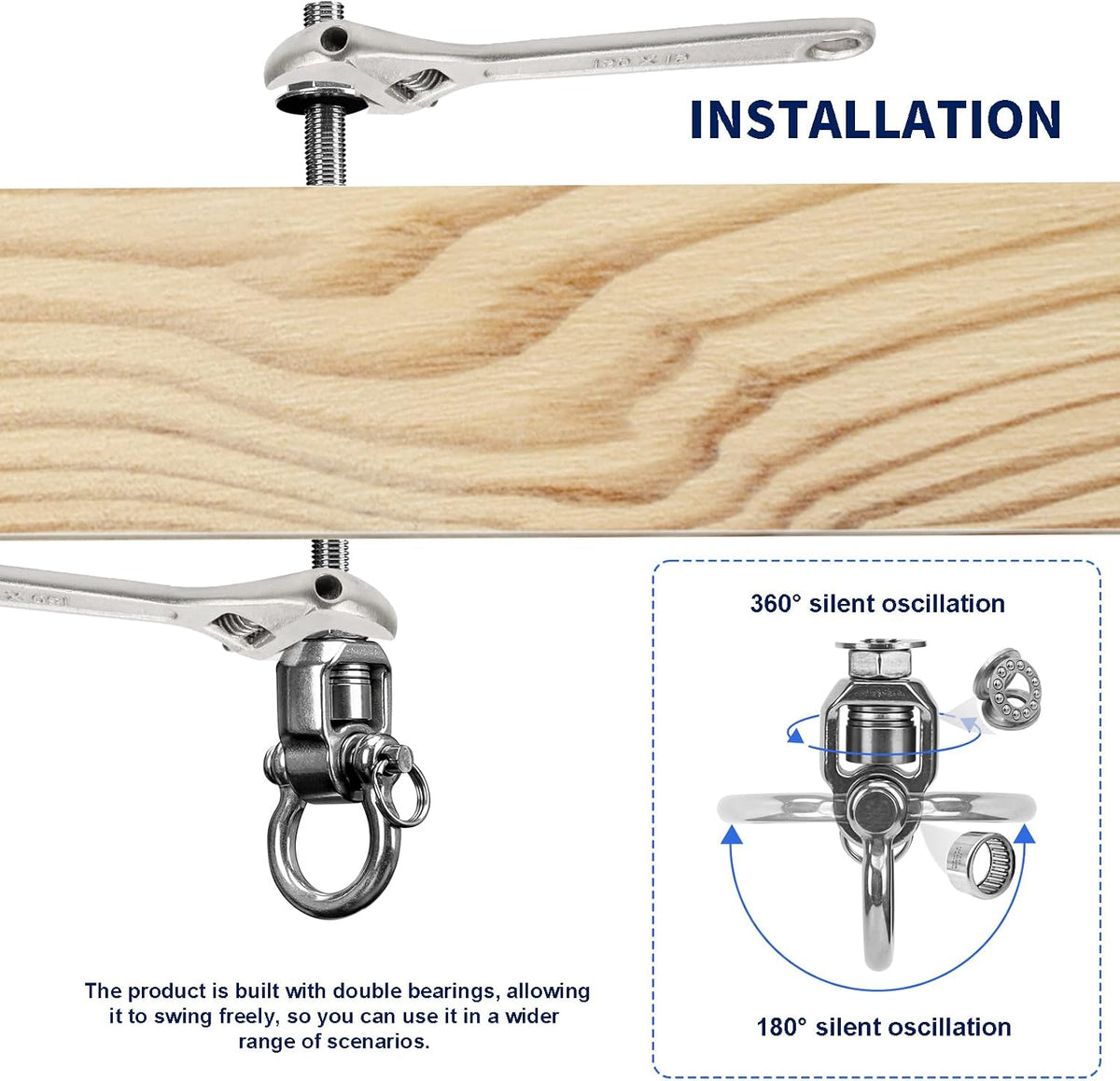 Dakzhou 360° Heavy-Duty Swing Hangers with Bearings – 1000 lbs