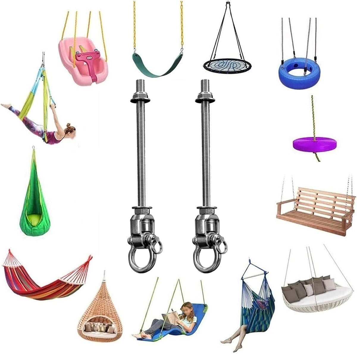 Dakzhou 360° Heavy-Duty Swing Hangers with Bearings – 1000 lbs