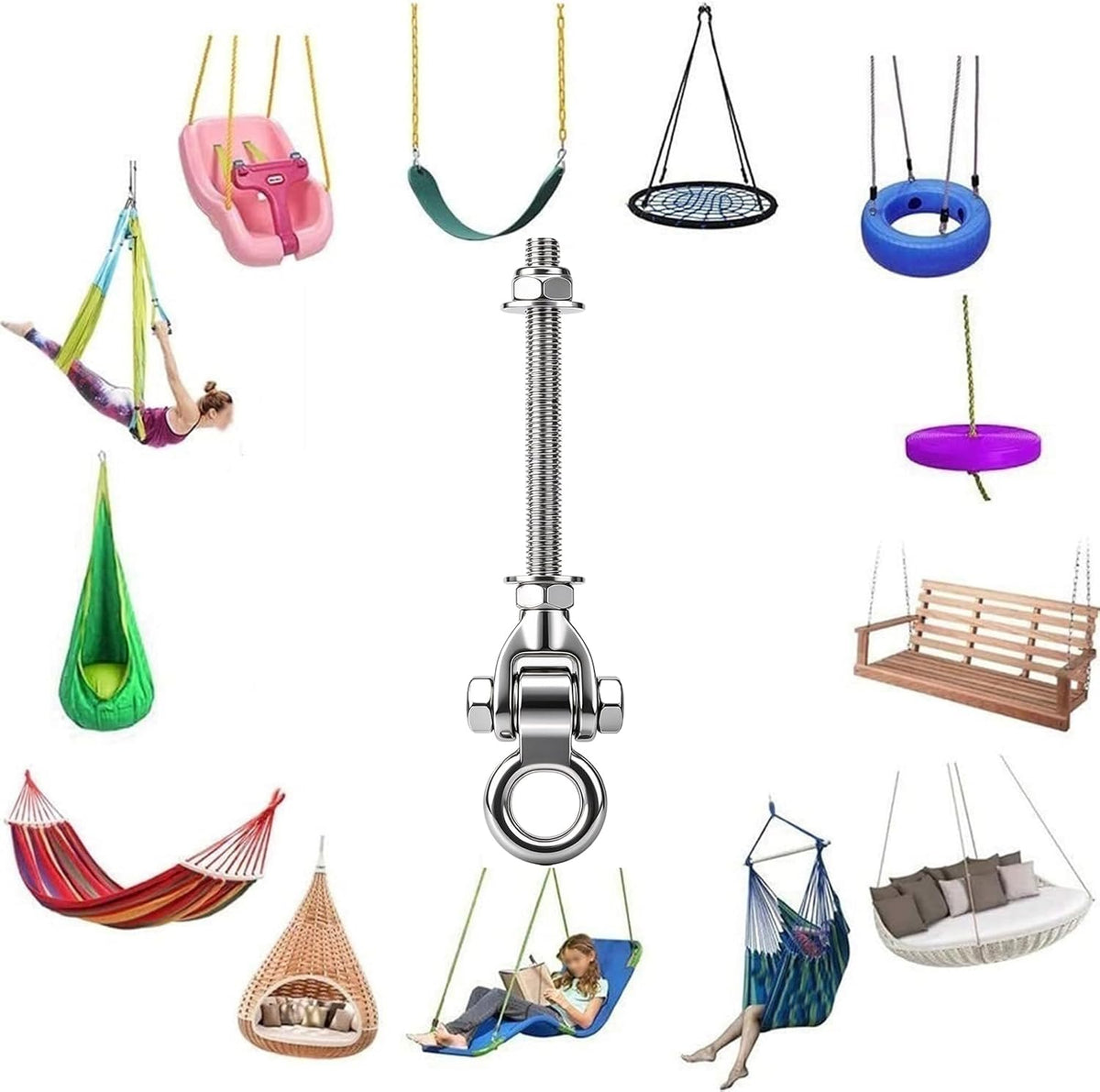 Dakzhou 1500 lbs Heavy-Duty Swing Hangers with Bearings for Wooden & Steel Beams