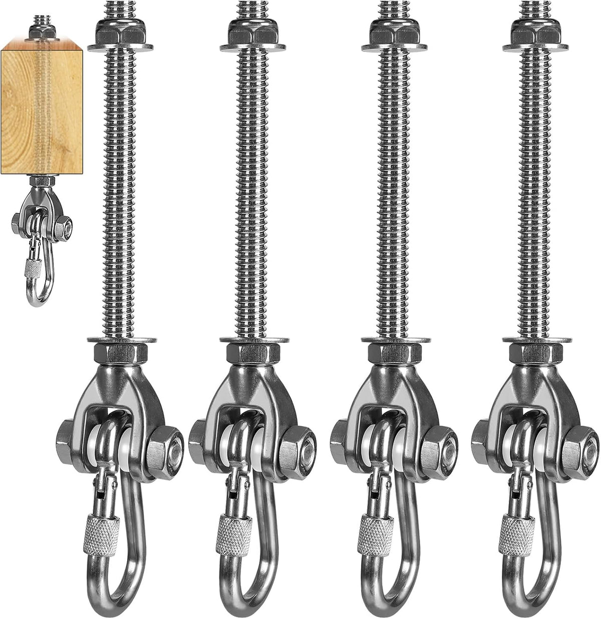 Dakzhou 180° Stainless Steel Swing Hooks & Carabiners