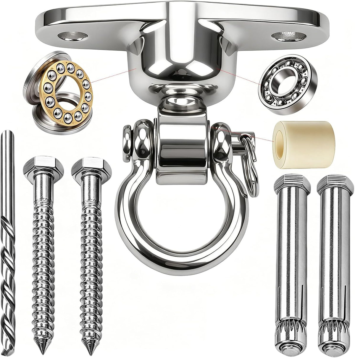 Dakzhou Rust-Proof Swing Hanger (2-Hole) - 1500 lb Capacity Swivel Hook for Heavy Bags & Swings