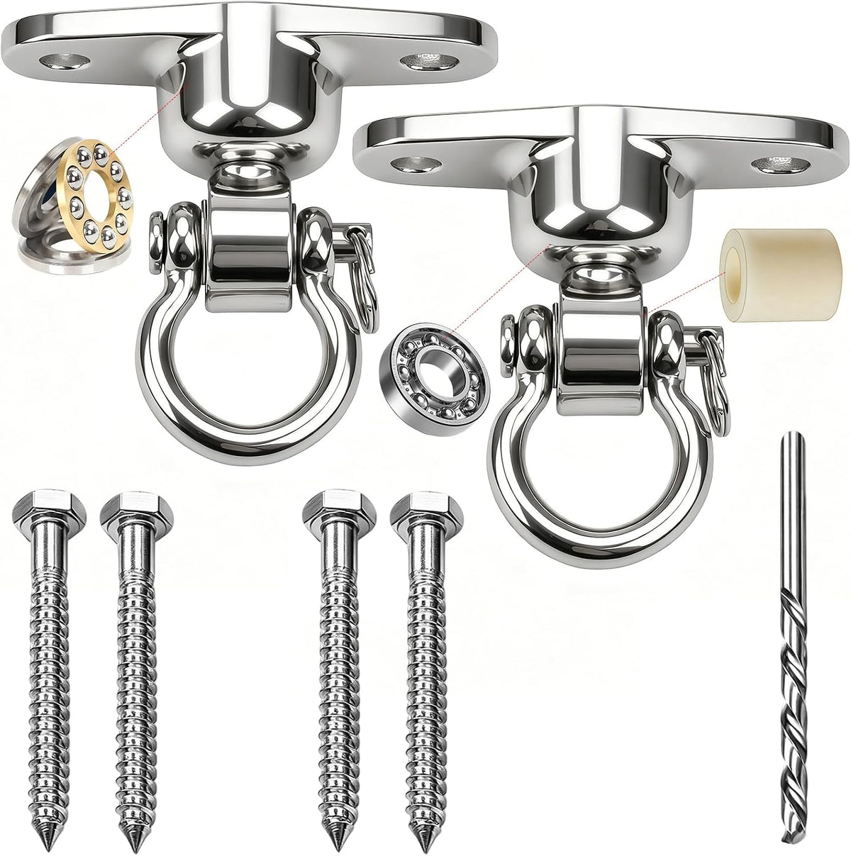 Dakzhou Rust-Proof Swing Hanger (2-Hole) - 1500 lb Capacity Swivel Hook for Heavy Bags & Swings