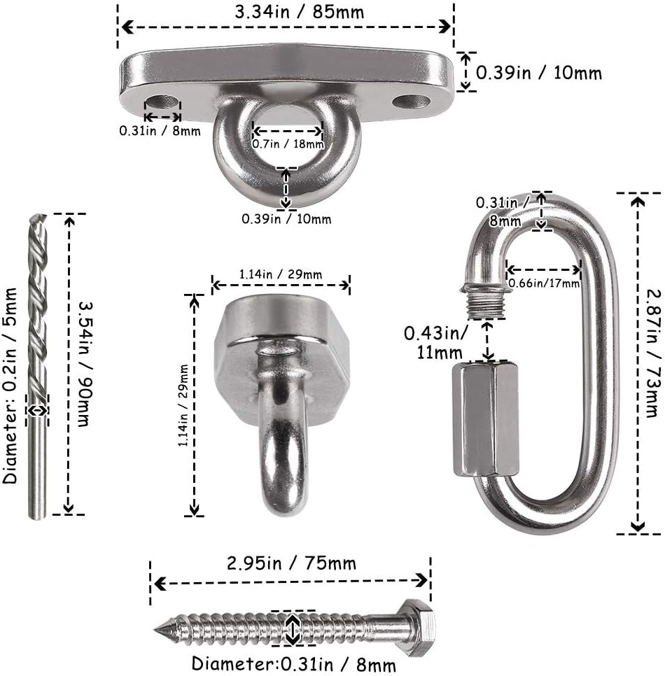 Dakzhou Heavy-Duty Swing Hanger - 2000 lbs Capacity Stainless Steel Mount for Wood & Concrete
