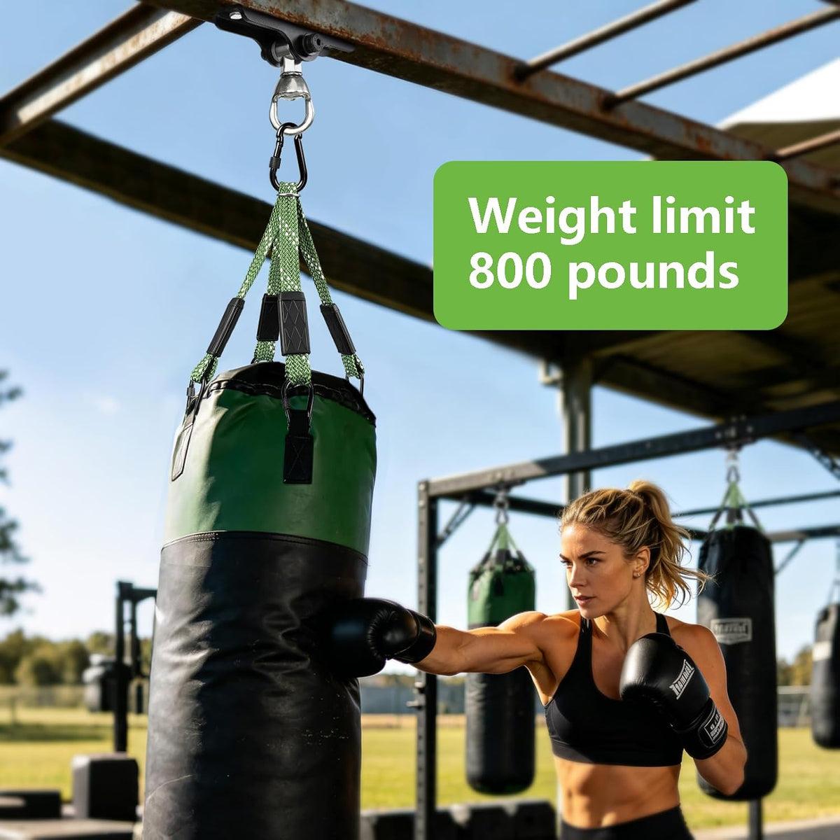 Dakzhou Heavy-Duty Punching Bag Hanger & Strap Set - 180° + 360° Swivel Ceiling & Wall Mount Hook