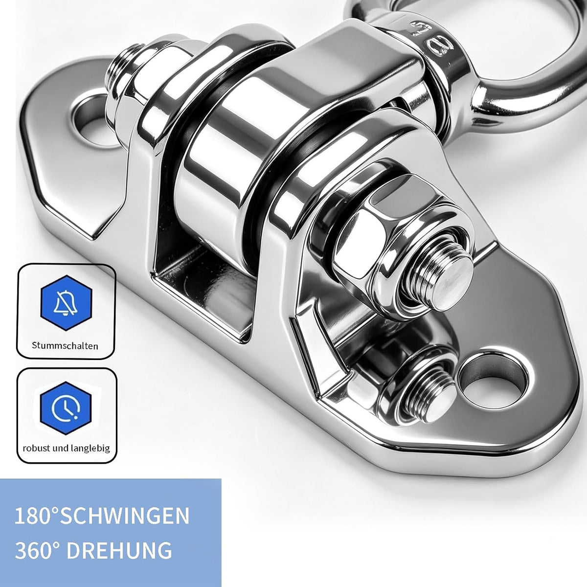 Dakzhou Stainless Steel Swing Hanger - 2-Hole 1500 lbs Heavy Duty Mount with 360° & 180° Silent Swivel