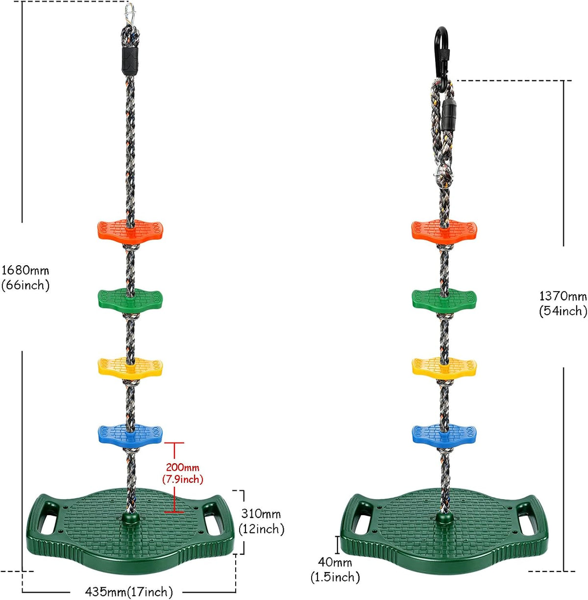 Dakzhou Upgraded Kids Climbing Rope Swing with Side Safety Handles & Tree Protector Set