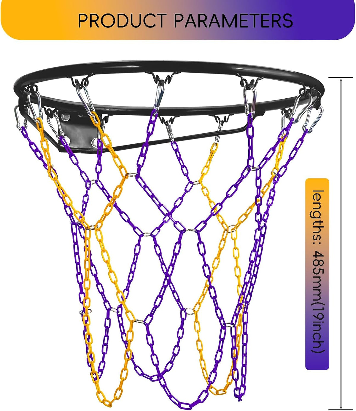 Dakzhou Heavy-Duty Metal Chain Basketball Net – Rust-Proof Braided Steel, 12 Loops, Quick & Easy Installation