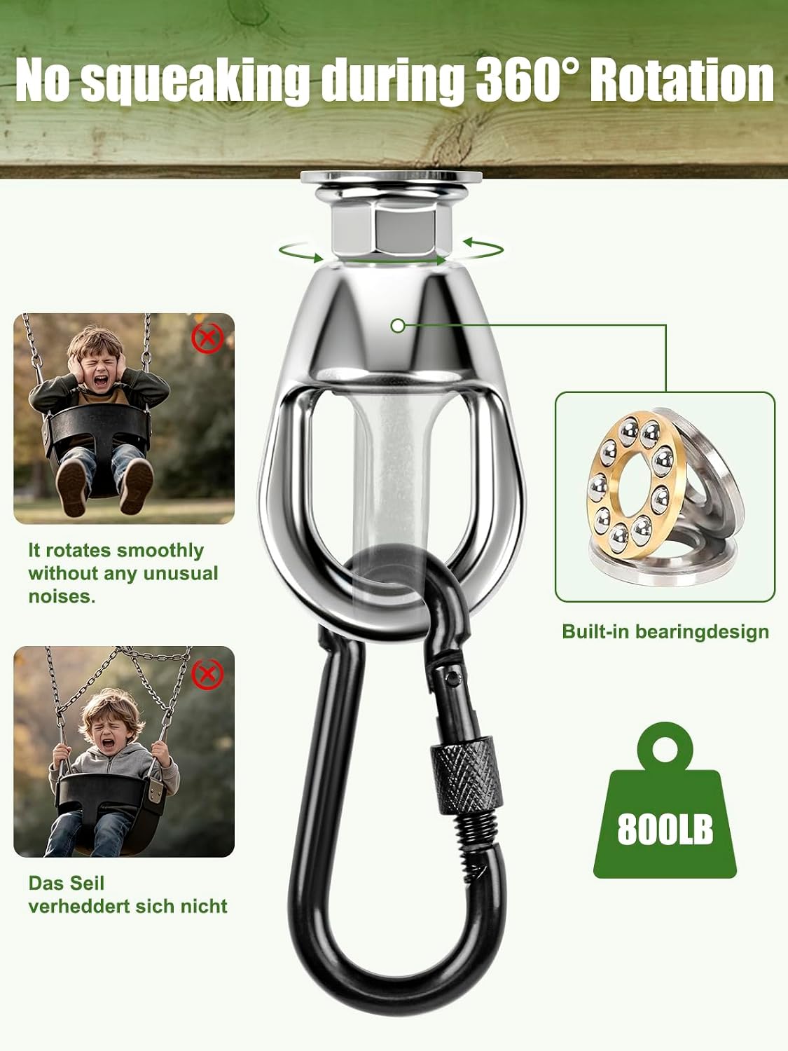 Dakzhou Heavy-Duty Punching Bag Hanger & Strap Set - 180° + 360° Swivel Ceiling & Wall Mount Hook