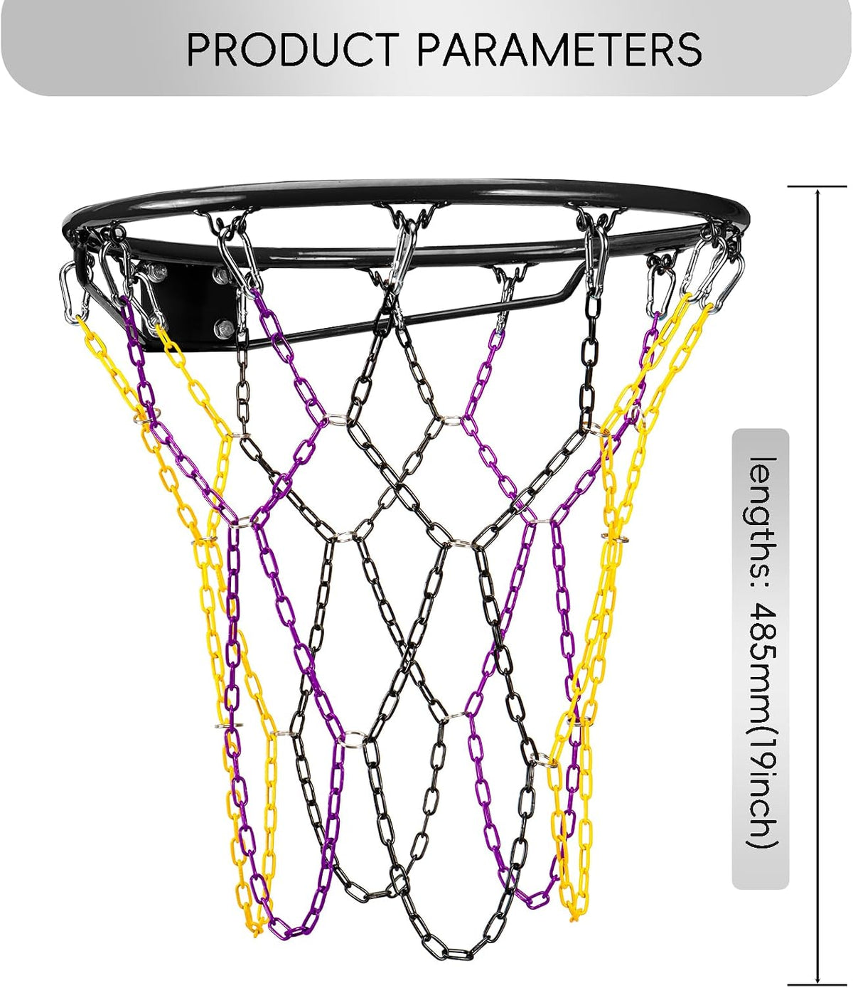 Dakzhou Heavy-Duty Metal Chain Basketball Net – Rust-Proof Braided Steel, 12 Loops, Quick & Easy Installation