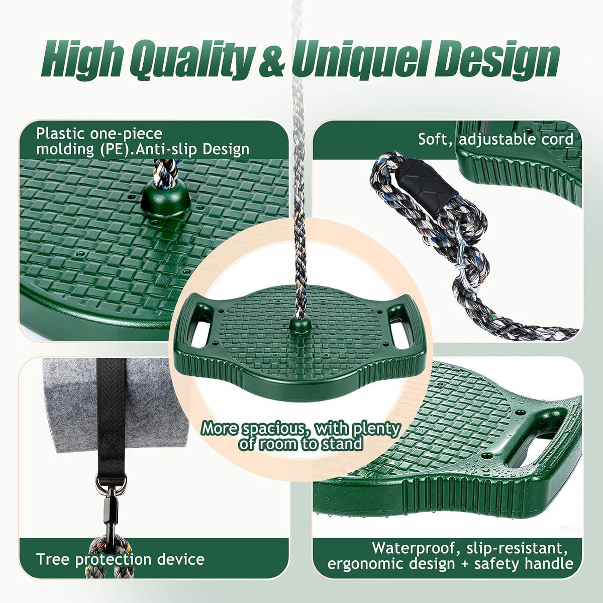 Dakzhou 4-in-1 Standing Disc Swing Seat with Climbing Platforms | Outdoor Backyard Tree & Playground Accessories