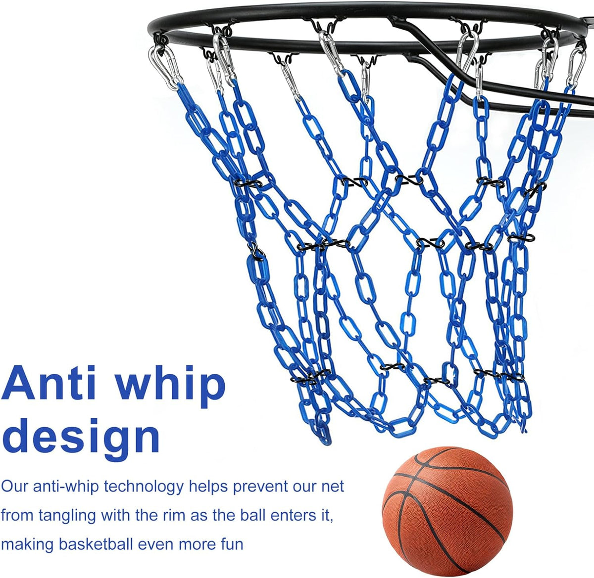 Dakzhou Weatherproof Heavy-Duty Resin Basketball Net – Anti-Rust (Standard 12-Loop)