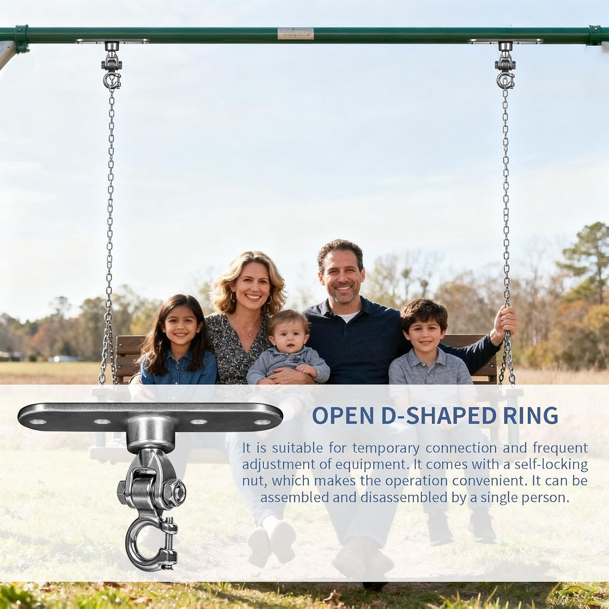 Dakzhou 4-Hole Heavy Duty Swing Hanger - 180° & 360° Smooth Swivel Mount with Bearings