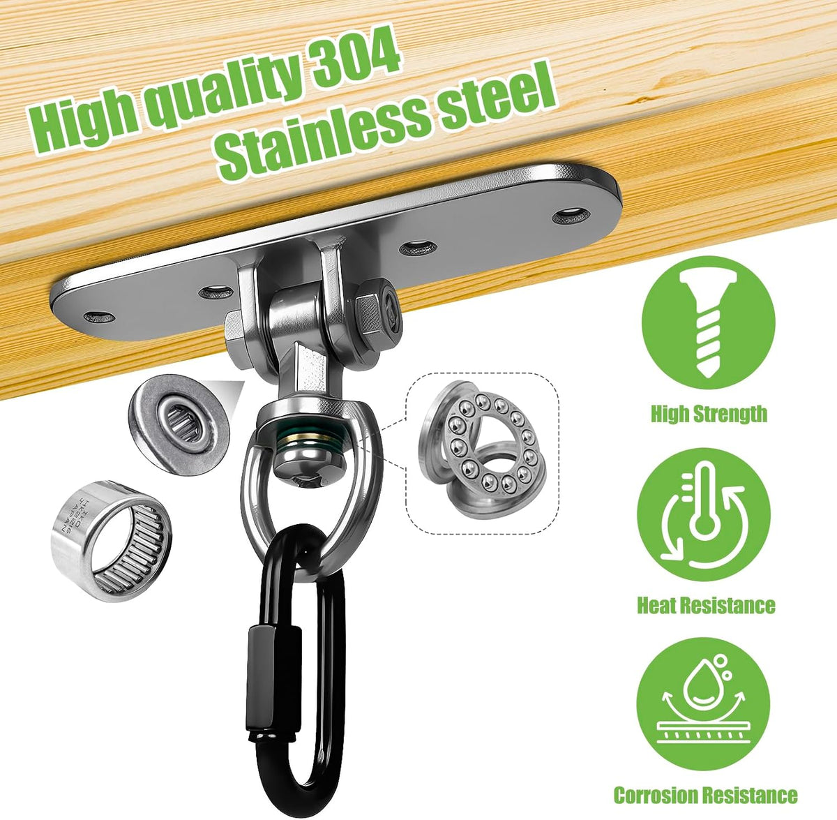 Dakzhou 4-Hole Heavy Duty Swing Hanger - 180° & 360° Smooth Swivel Mount with Bearings