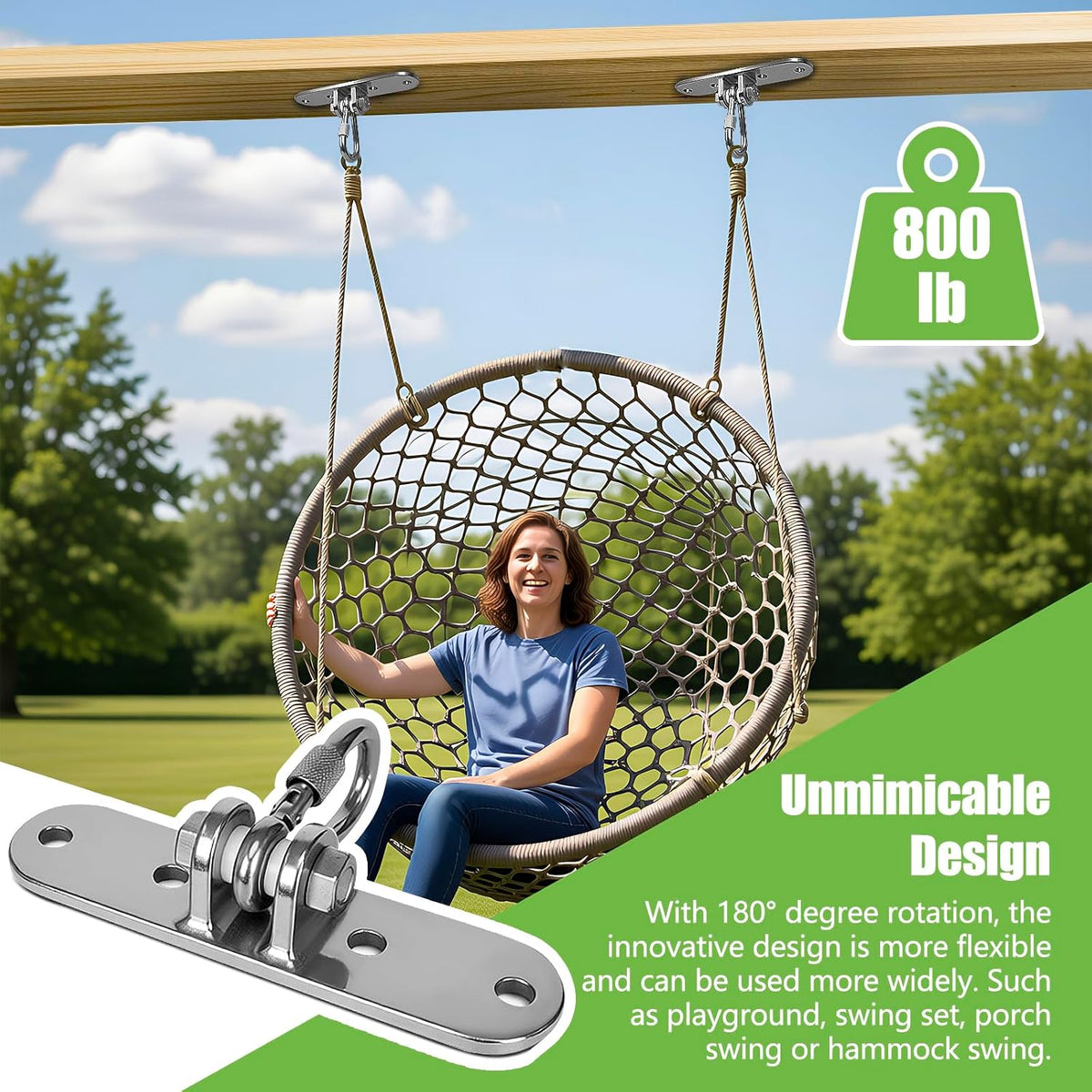 Dakzhou 4-Hole Heavy-Duty Stainless Steel Swing Hanger - 180° Swivel Mount for Punch Bags & Hammocks