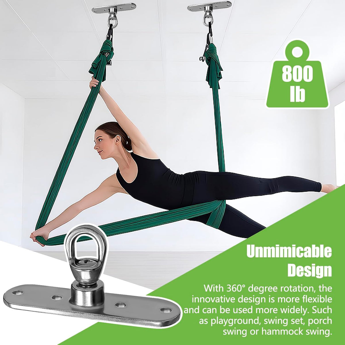 Dakzhou 4-Hole Heavy Duty Swing Hanger - 180° & 360° Smooth Swivel Mount with Bearings
