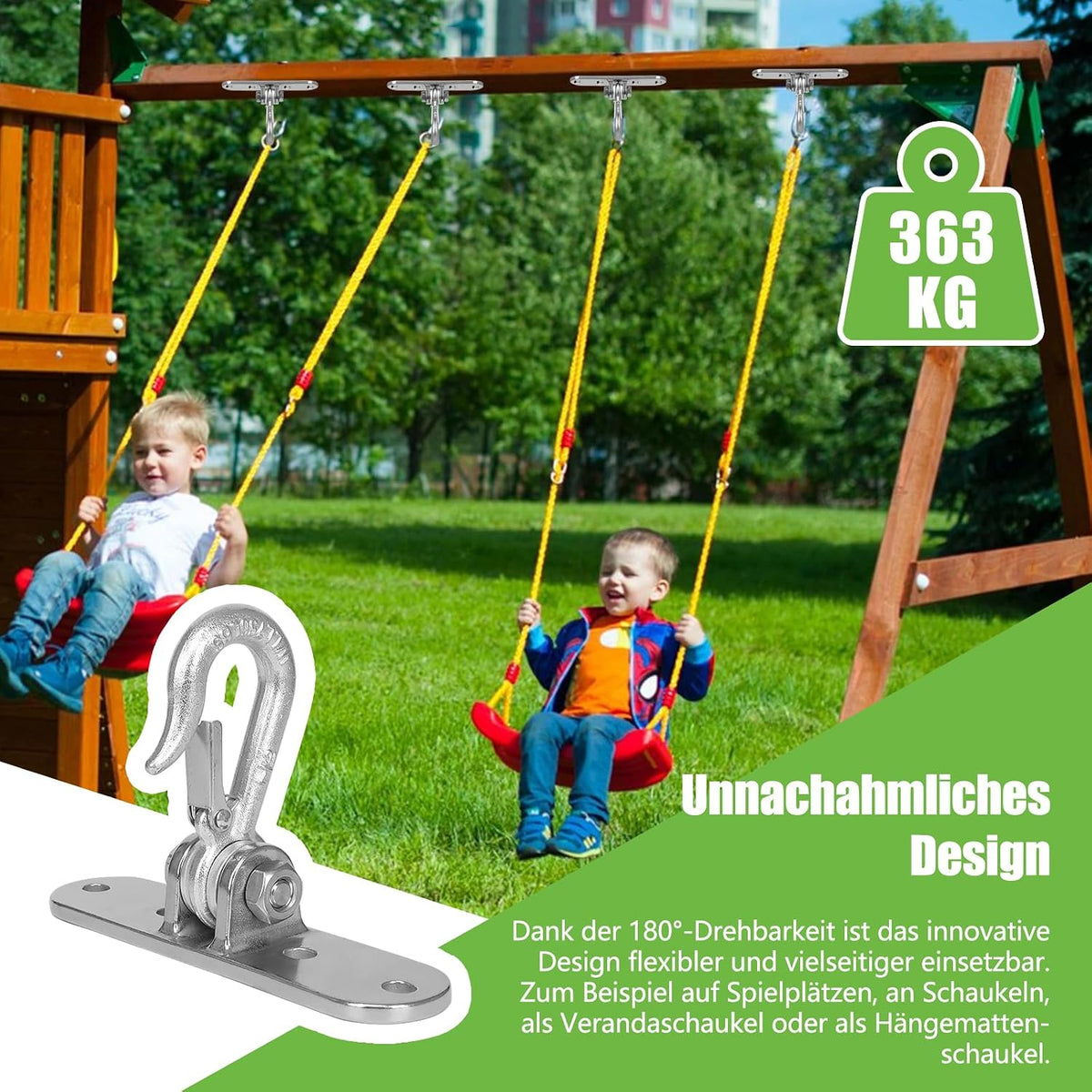 Dakzhou 4-Hole Heavy-Duty Stainless Steel Swing Hanger - 180° Swivel Mount for Punch Bags & Hammocks