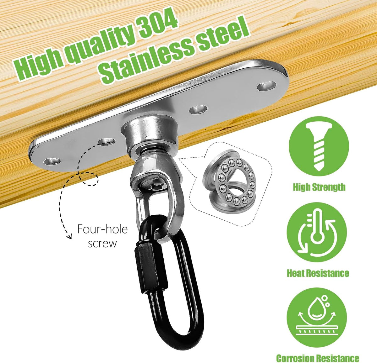 Dakzhou 4-Hole Heavy Duty Swing Hanger - 180° & 360° Smooth Swivel Mount with Bearings