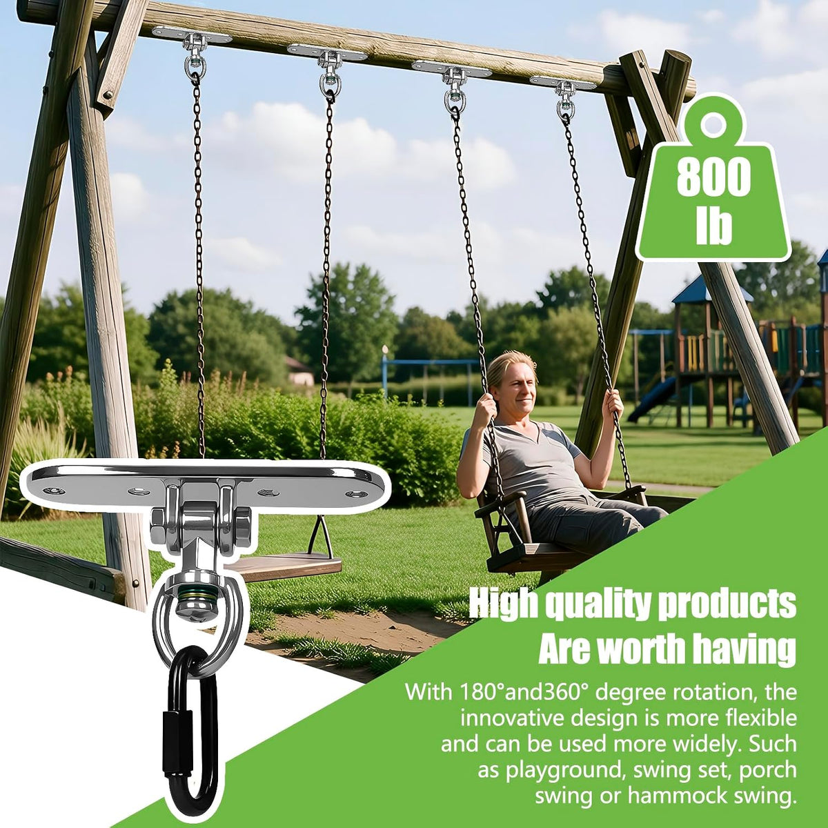 Dakzhou 4-Hole Heavy Duty Swing Hanger - 180° & 360° Smooth Swivel Mount with Bearings