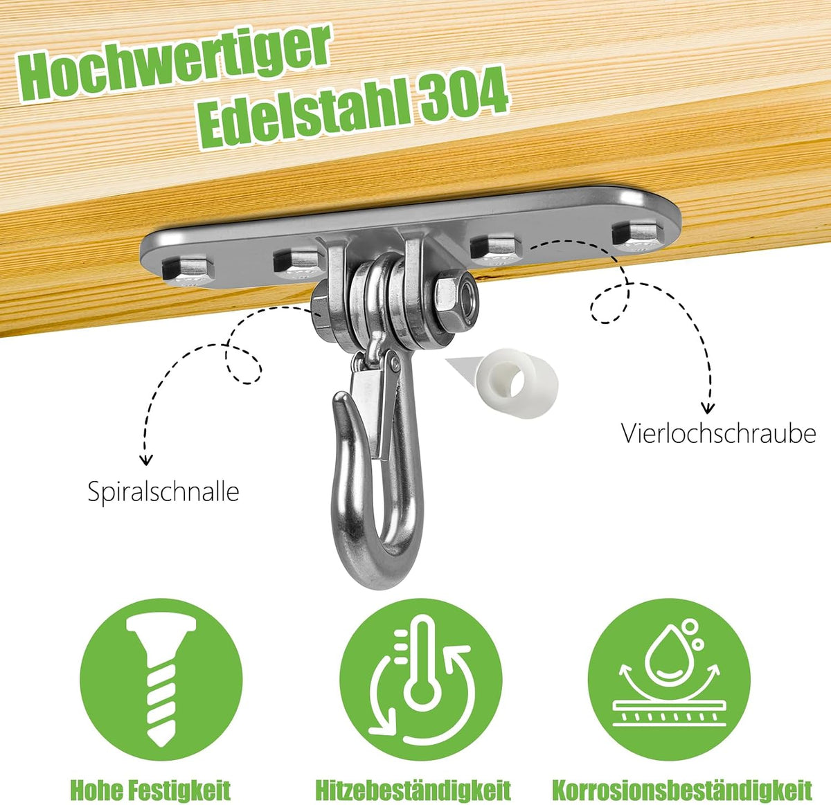 Dakzhou 4-Hole Heavy-Duty Stainless Steel Swing Hanger - 180° Swivel Mount for Punch Bags & Hammocks