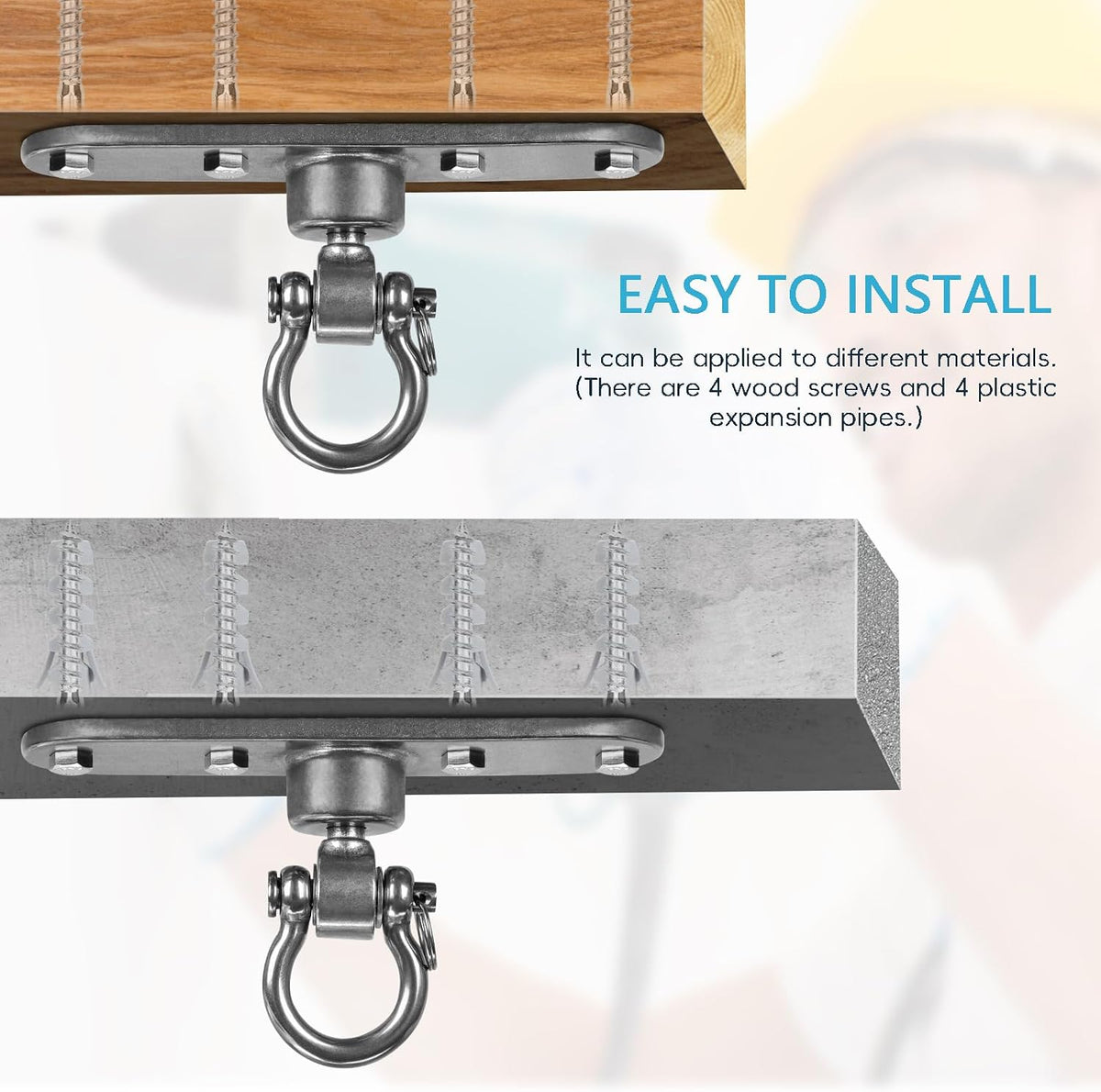 Dakzhou 4-Hole Heavy Duty Swing Hanger - 180° & 360° Smooth Swivel Mount with Bearings