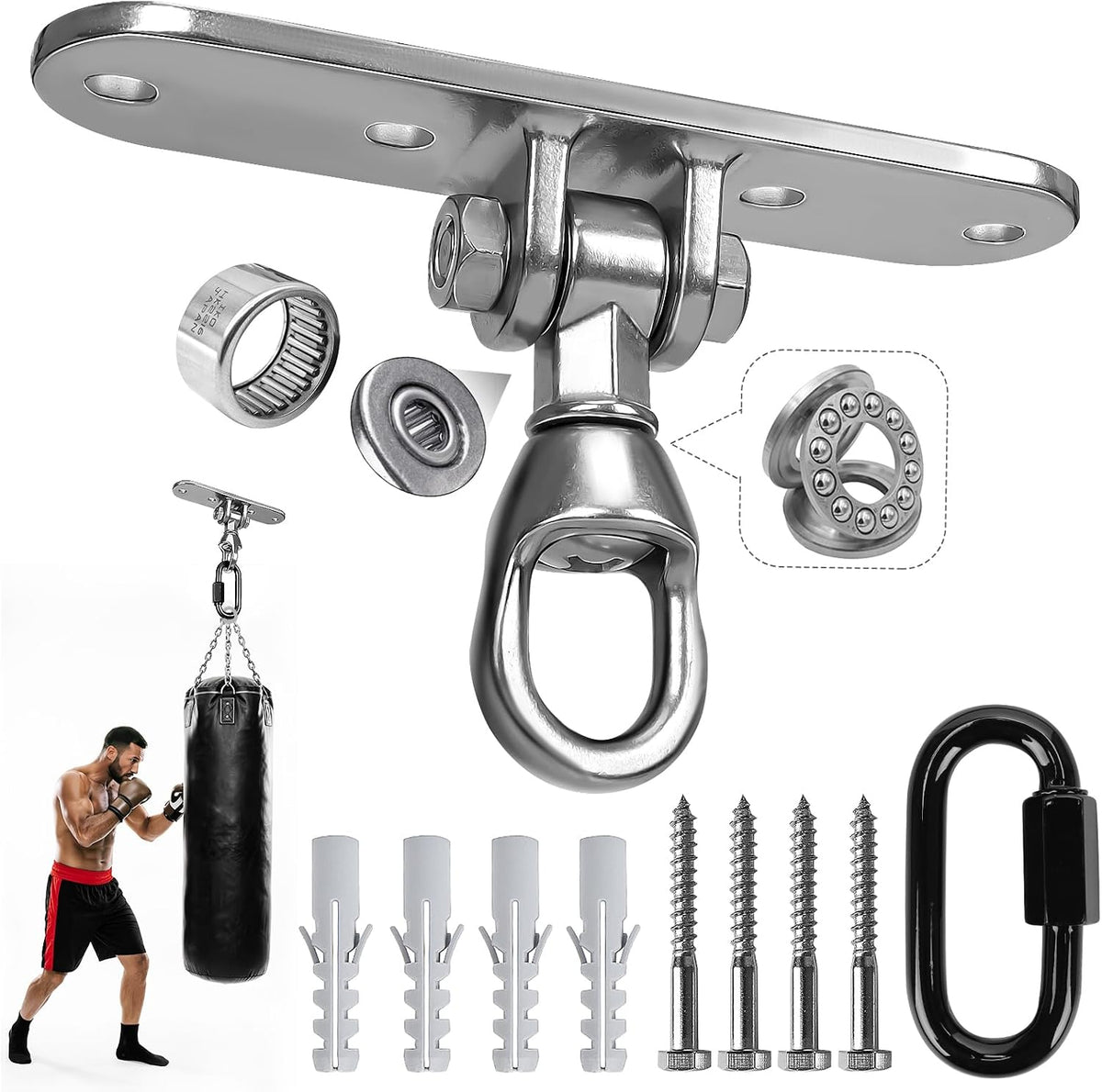 Dakzhou 4-Hole Heavy Duty Swing Hanger - 180° & 360° Smooth Swivel Mount with Bearings