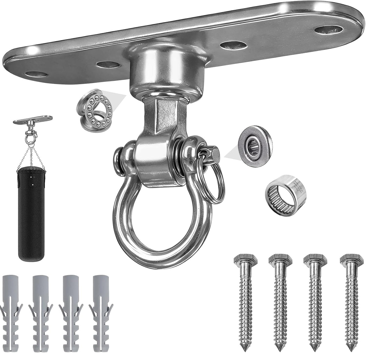 Dakzhou 4-Hole Heavy Duty Swing Hanger - 180° & 360° Smooth Swivel Mount with Bearings