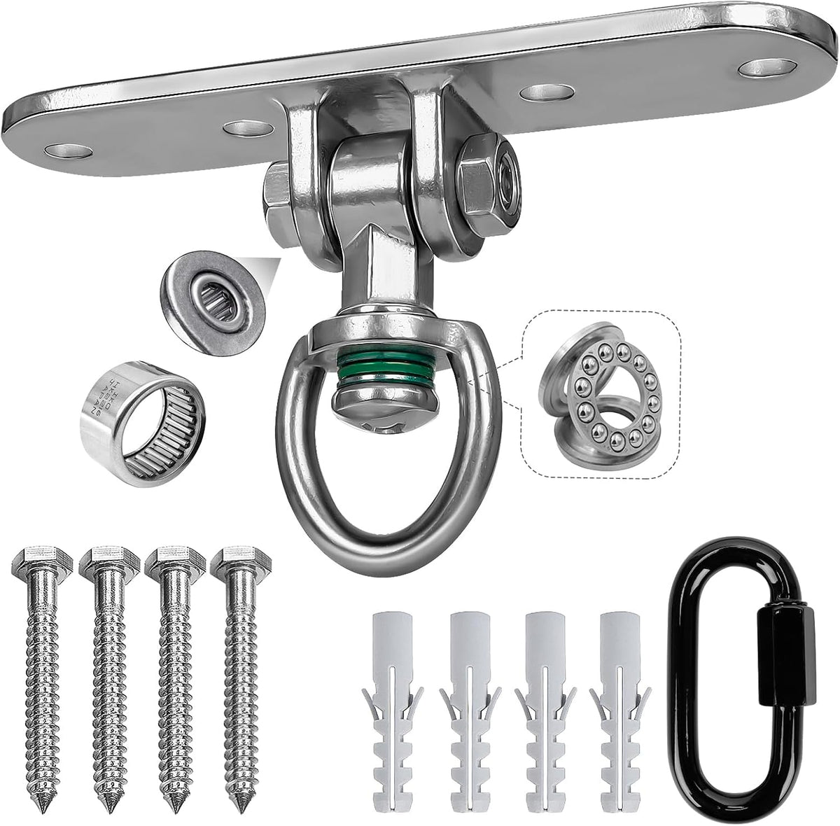 Dakzhou 4-Hole Heavy Duty Swing Hanger - 180° & 360° Smooth Swivel Mount with Bearings