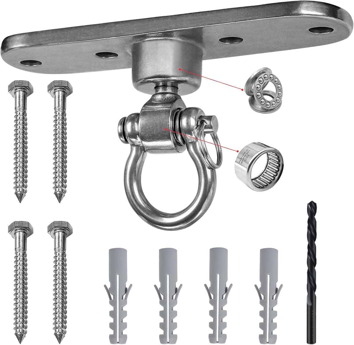 Dakzhou 4-Hole Heavy Duty Swing Hanger - 180° & 360° Smooth Swivel Mount with Bearings
