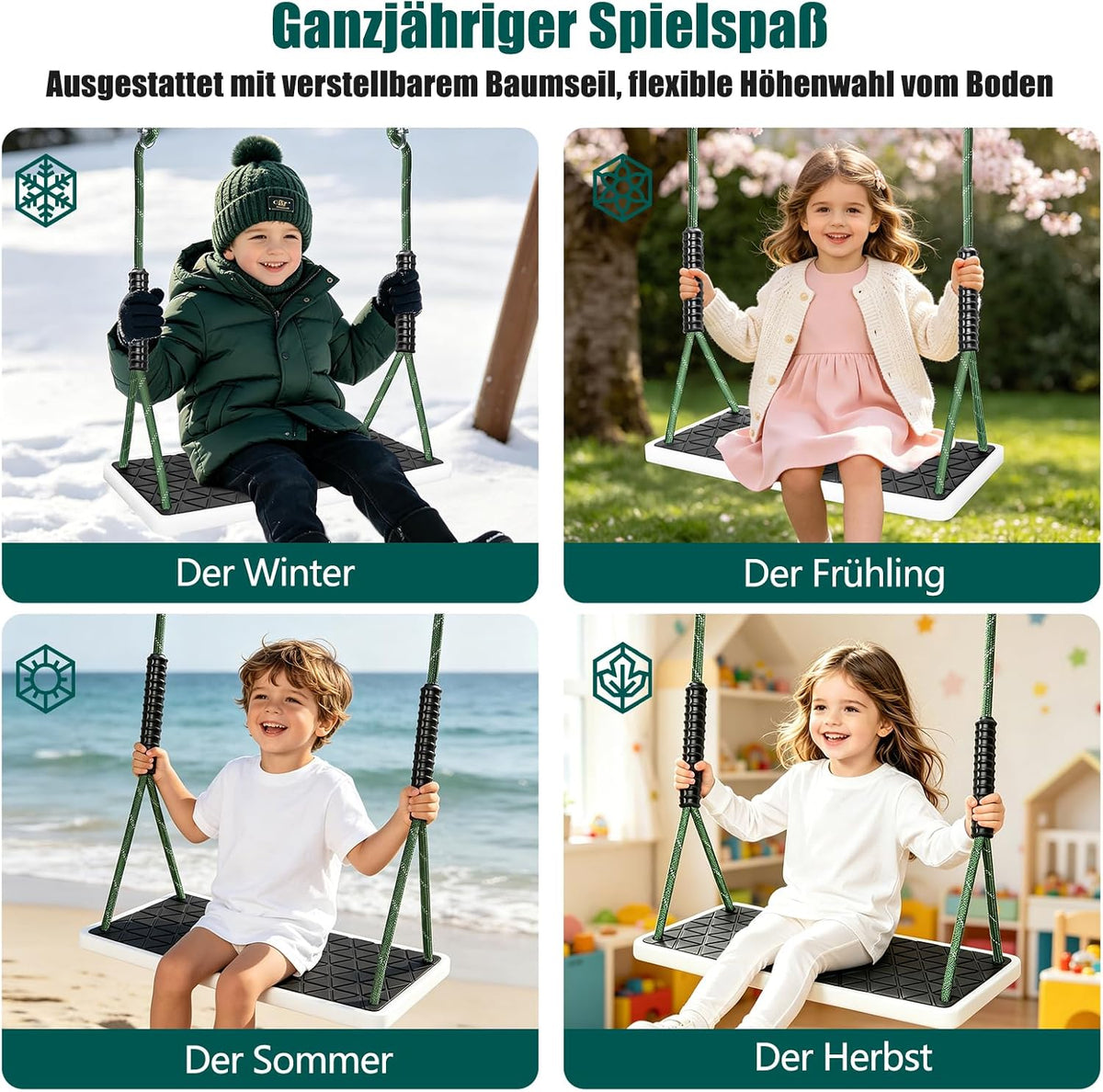 Dakzhou Swing Seat for Kids - Heavy-Duty Tree Swing with Adjustable Ropes & Non-Slip Straps