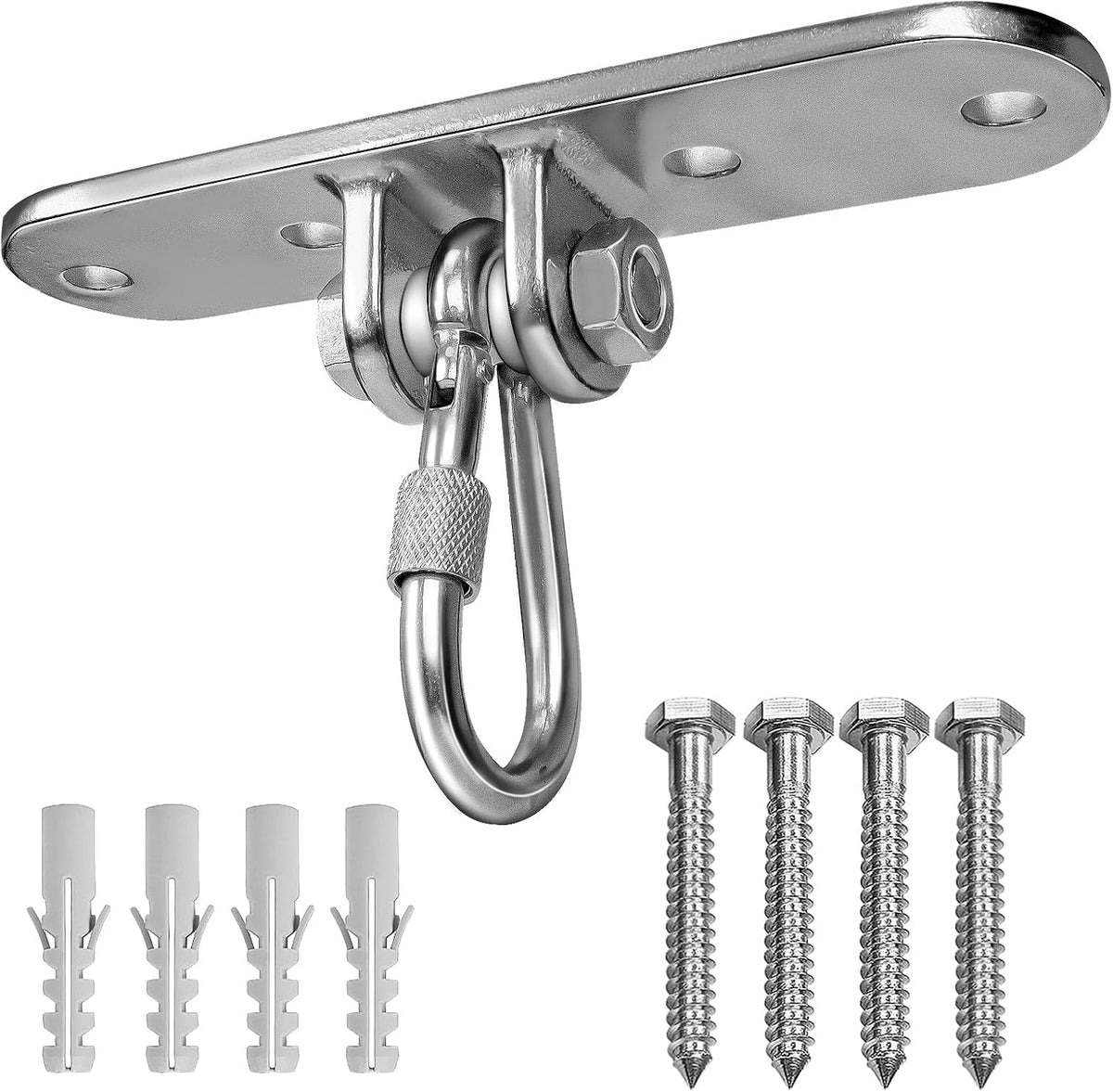 Dakzhou 4-Hole Heavy-Duty Stainless Steel Swing Hanger - 180° Swivel Mount for Punch Bags & Hammocks