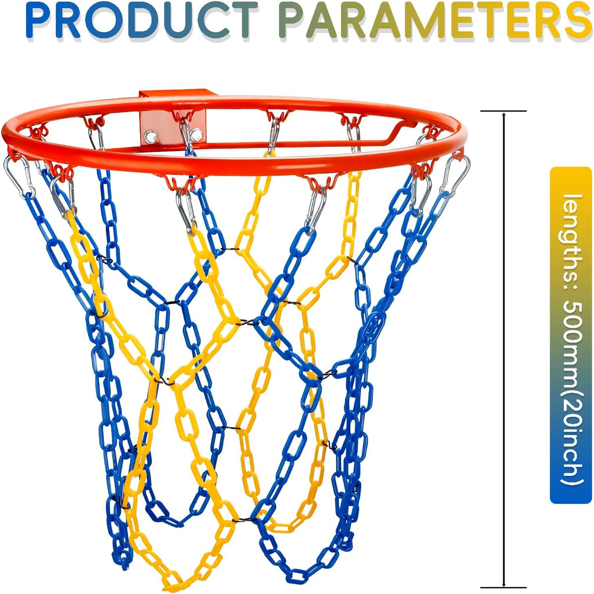 Dakzhou Weatherproof Heavy-Duty Resin Basketball Net – Anti-Rust (Standard 12-Loop)
