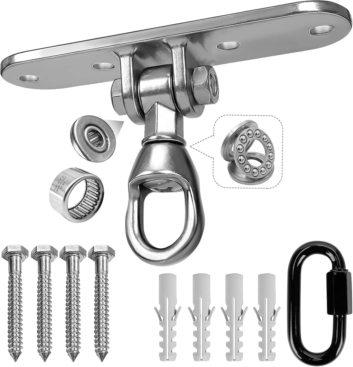 Dakzhou 4-Hole Heavy Duty Swing Hanger - 180° & 360° Smooth Swivel Mount with Bearings
