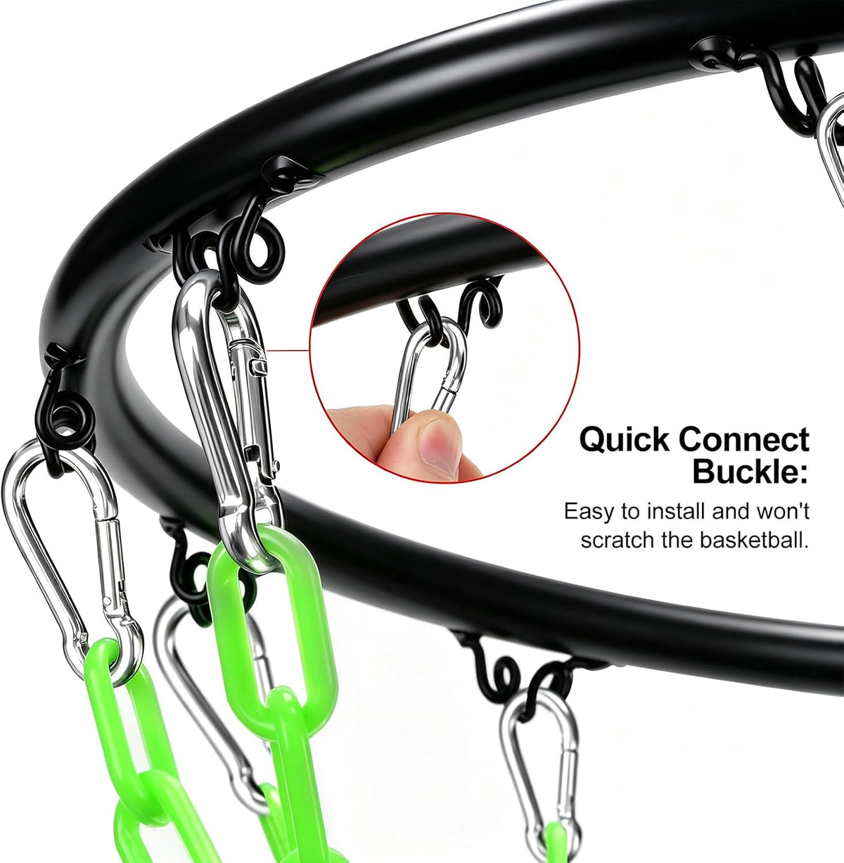 Dakzhou Weatherproof Heavy-Duty Resin Basketball Net – Anti-Rust (Standard 12-Loop)