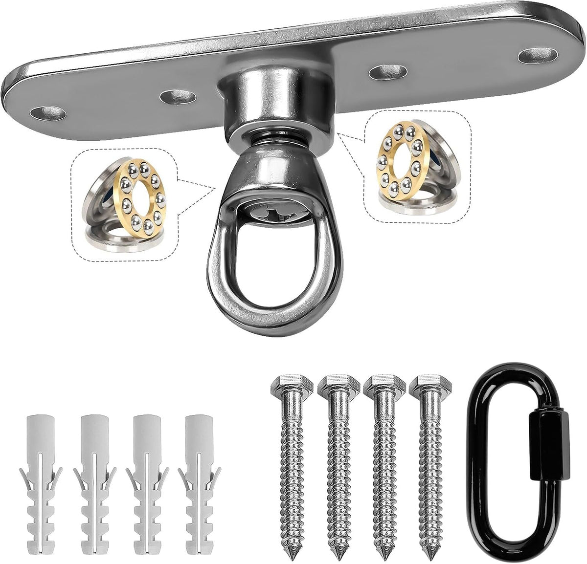 Dakzhou 4-Hole Heavy Duty Swing Hanger - 180° & 360° Smooth Swivel Mount with Bearings