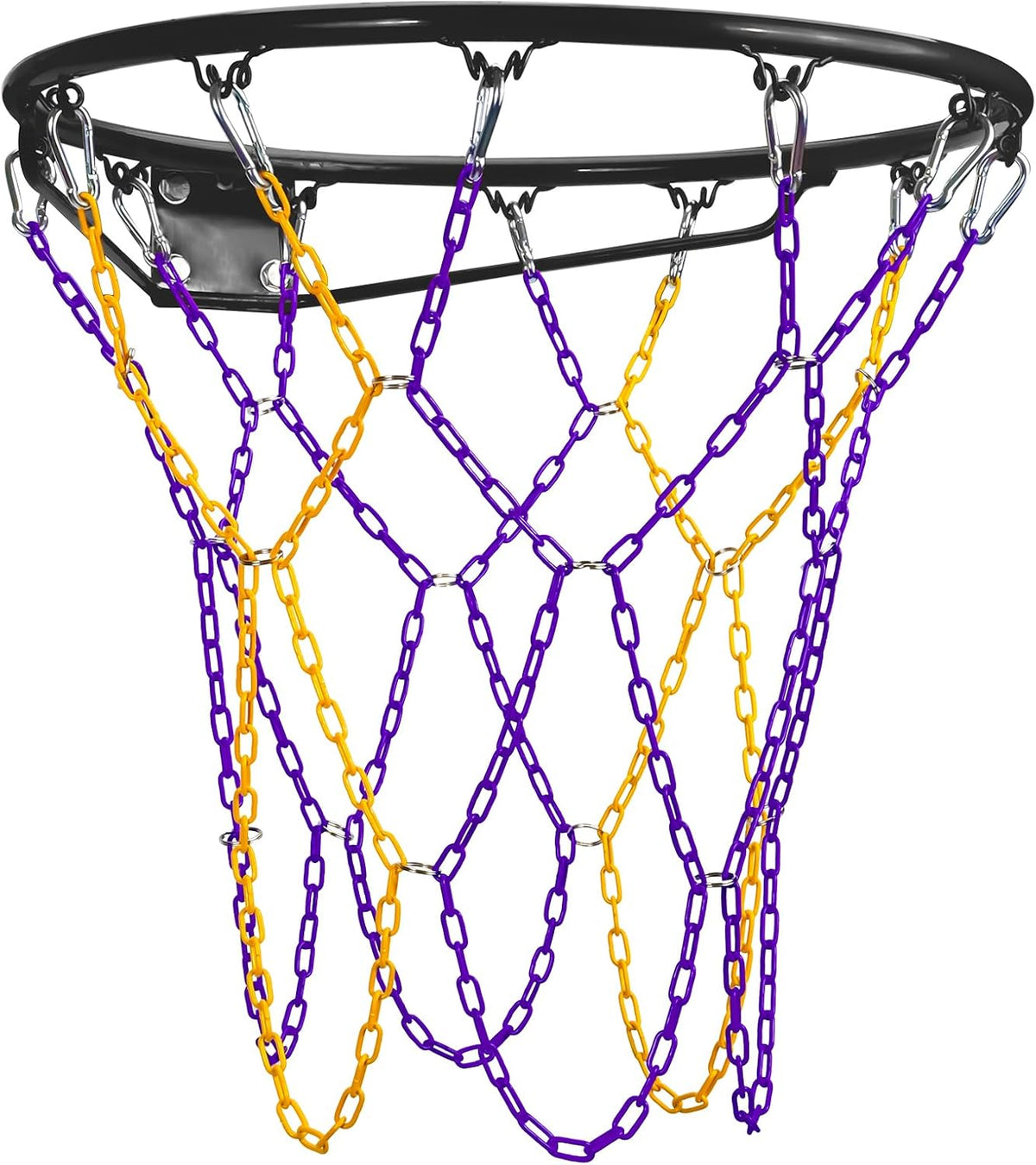 Dakzhou Heavy-Duty Metal Chain Basketball Net – Rust-Proof Braided Steel, 12 Loops, Quick & Easy Installation