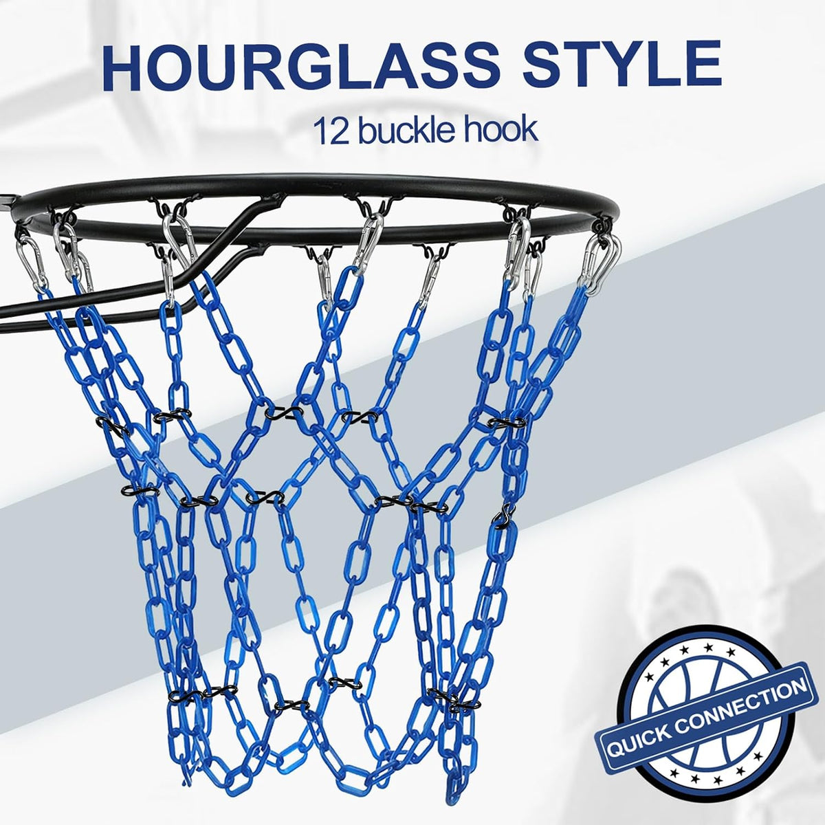 Dakzhou Weatherproof Heavy-Duty Resin Basketball Net – Anti-Rust (Standard 12-Loop)
