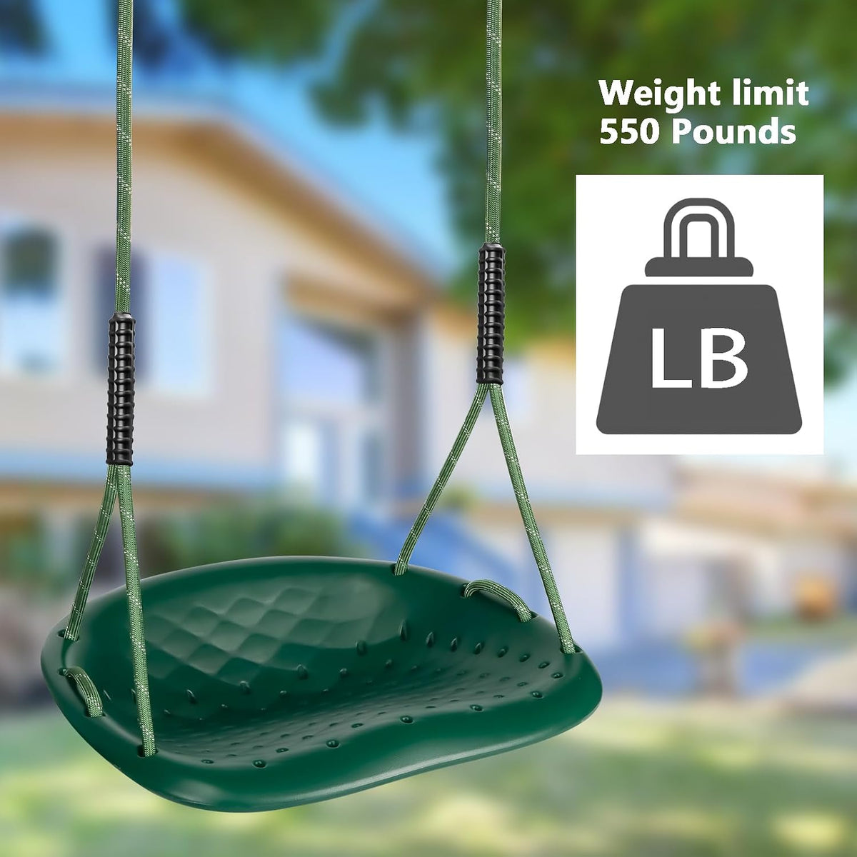 Dakzhou Heavy-Duty Tree Swing Seat for Kids & Adults | Outdoor Height-Adjustable Backyard & Garden Swing (550 lbs)