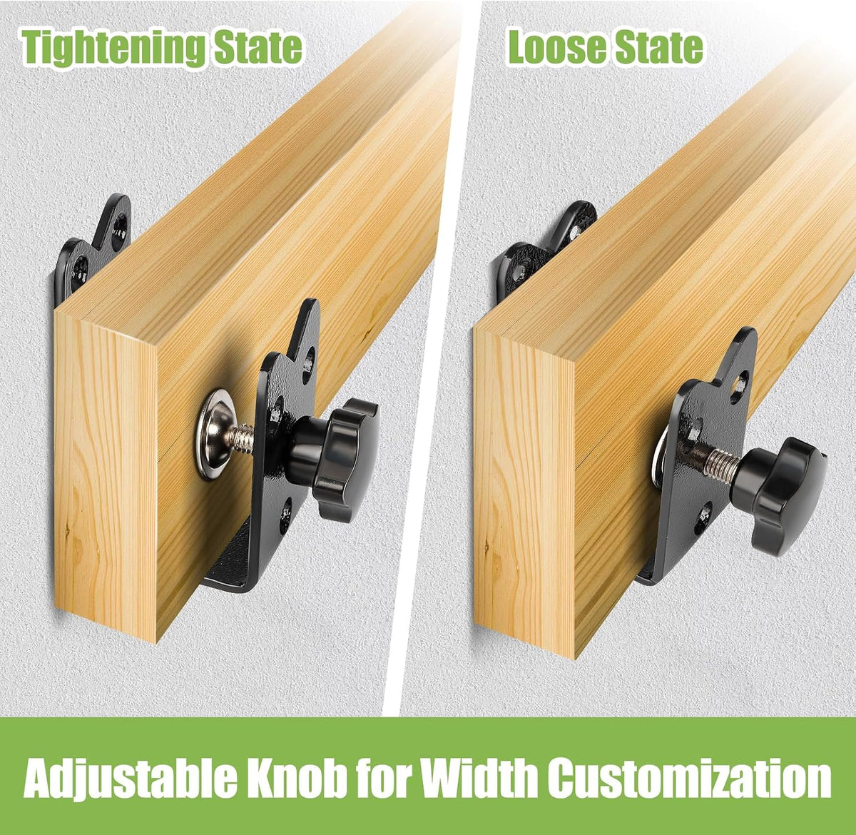 Heavy Duty Door Barricade Brackets (2-Pack) - Twist-to-Lock U-Shaped Steel Security Security Reinforcement for Home, Barn, and Garage