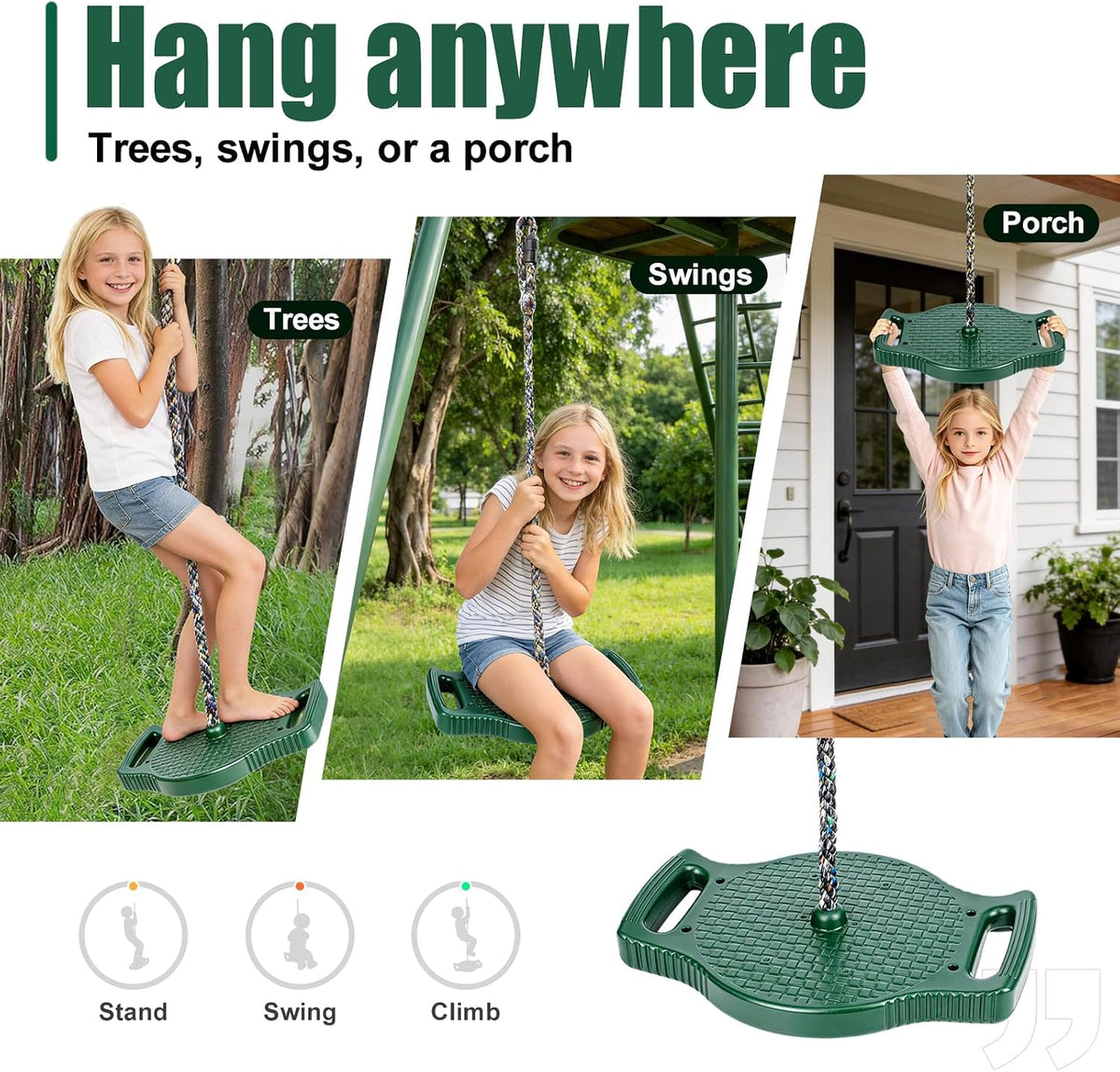 Dakzhou 4-in-1 Standing Disc Swing Seat with Climbing Platforms | Outdoor Backyard Tree & Playground Accessories