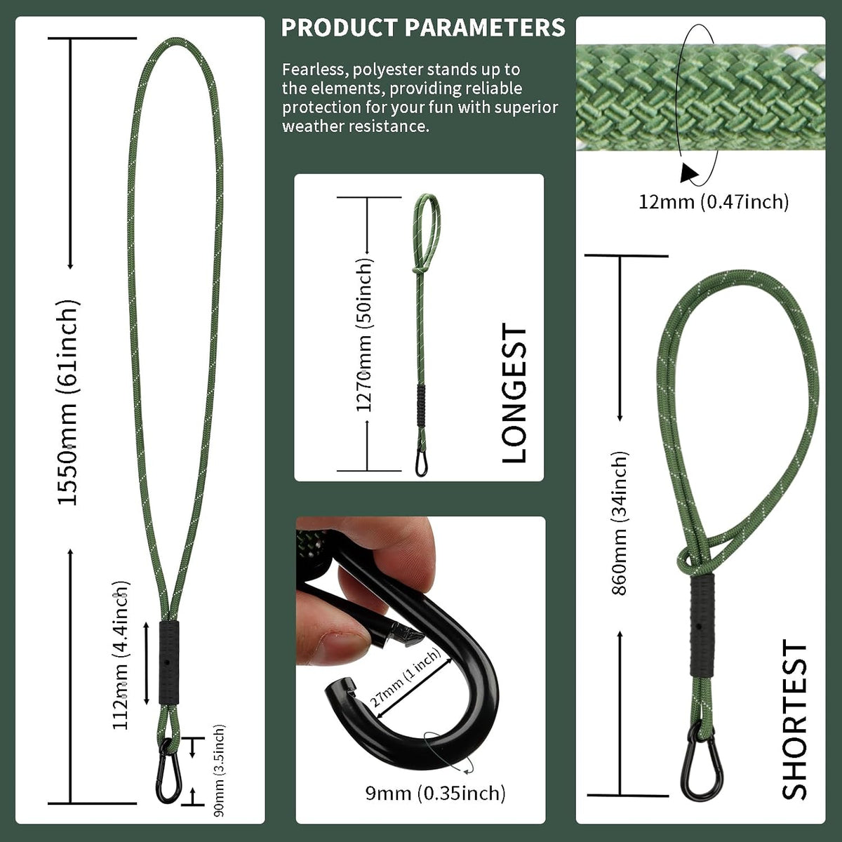 Dakzhou Heavy-Duty Tree Swing Rope and Hammock Hanging Straps 2 Pack
