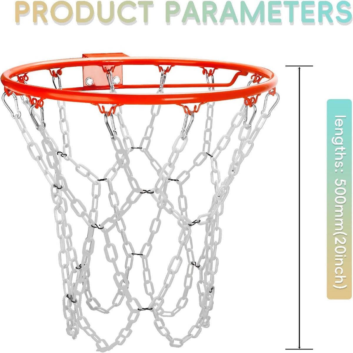 Dakzhou Weatherproof Heavy-Duty Resin Basketball Net – Anti-Rust (Standard 12-Loop)