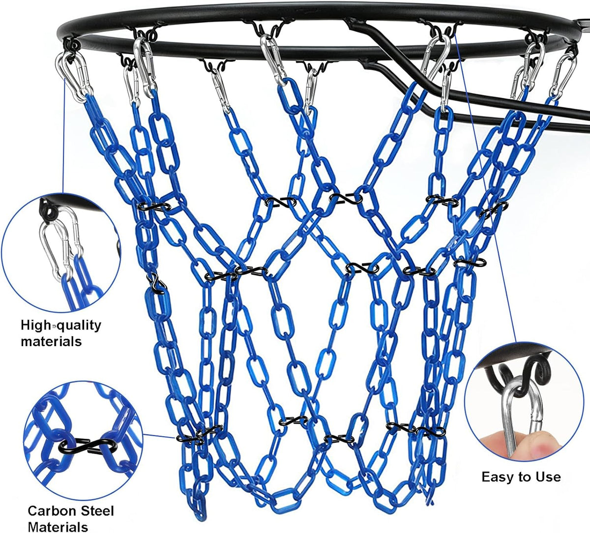 Dakzhou Weatherproof Heavy-Duty Resin Basketball Net – Anti-Rust (Standard 12-Loop)