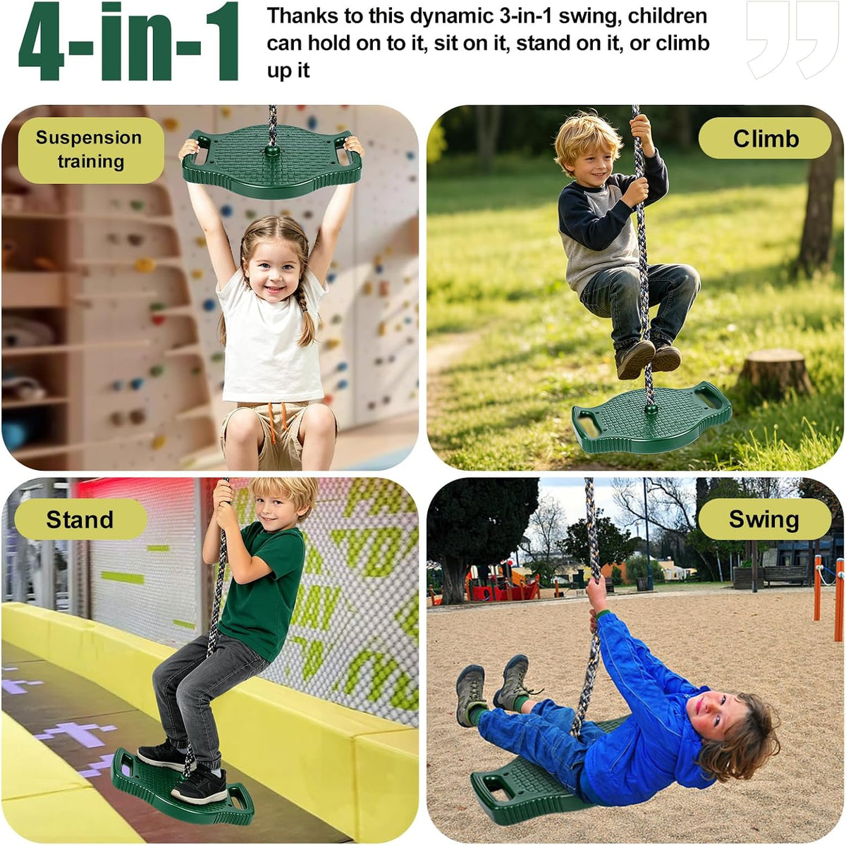 Dakzhou 4-in-1 Standing Disc Swing Seat with Climbing Platforms | Outdoor Backyard Tree & Playground Accessories