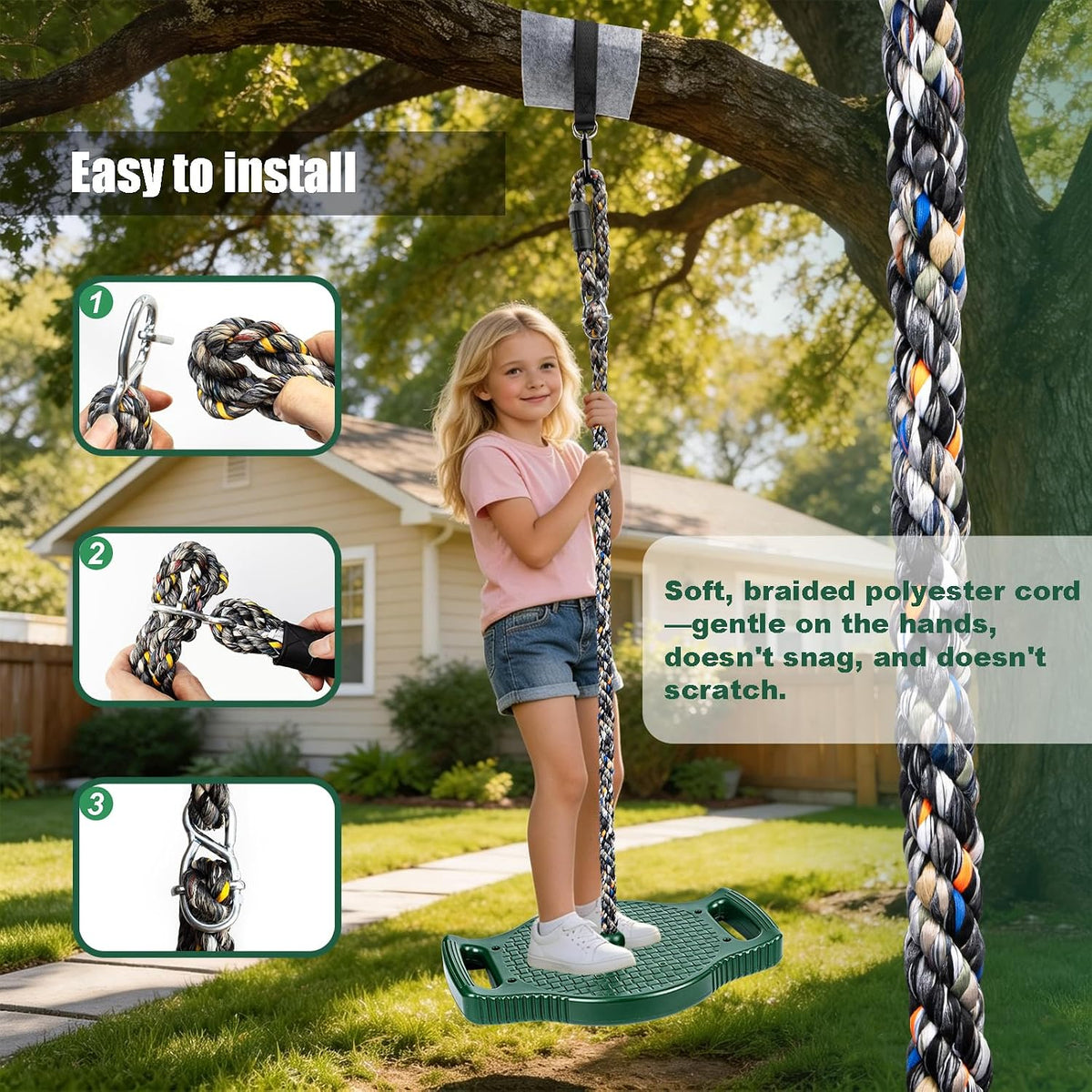 Dakzhou 4-in-1 Standing Disc Swing Seat with Climbing Platforms | Outdoor Backyard Tree & Playground Accessories